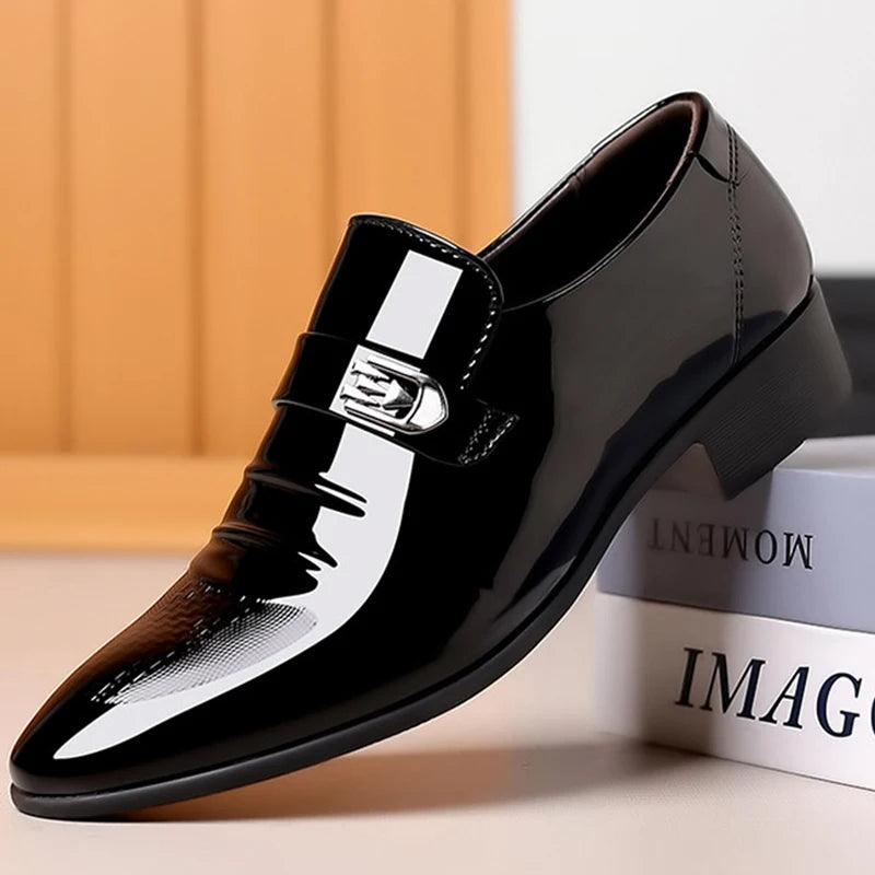 Brand New Patent Leather Shoes for Men Casual Business Shoes Office Work Shoes for Male Party Wedding Oxfords Point Toe Loafers - CRAVO ROSE