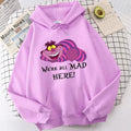 Moletons com capuz Alice no País das Maravilhas, gato de Cheshire, feminino, moletom com capuz, estilo mangá, Harajuku, feminino