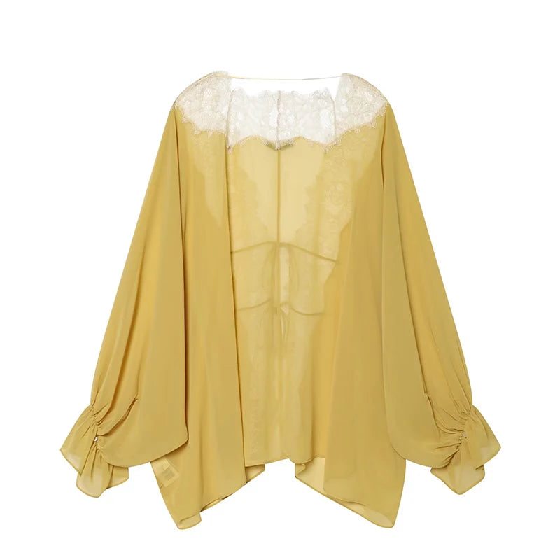 Women's Shirts Summe Fashion Splicing Lace Shirt Summe Women Loose Casual Shirts Female Blouses Chic Tops