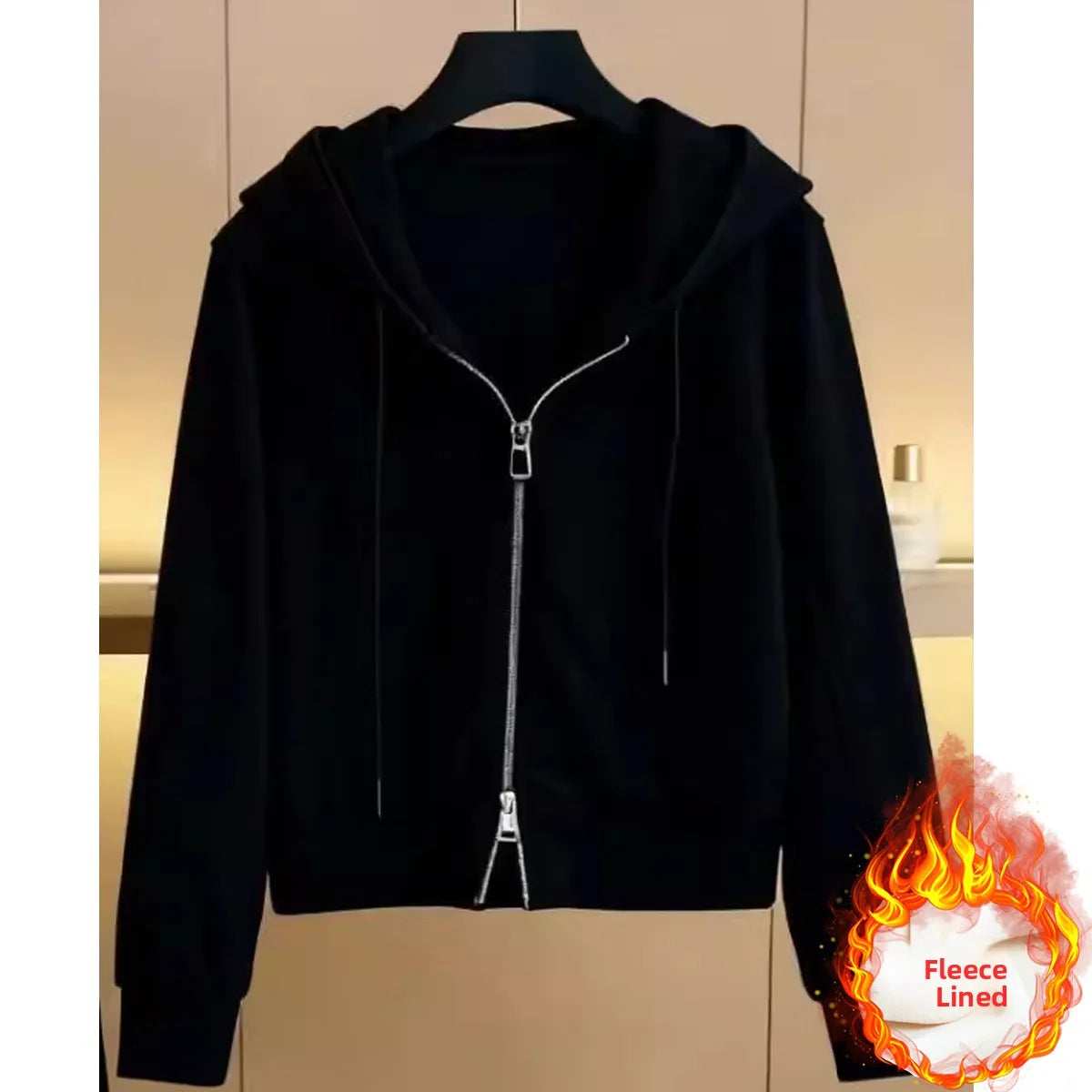 Women's Fleece Lined Thick Casual Sports Suit Set Hoodie Jacket Wide Leg Pants Two Piece Set Autumn Winter Fashion New Style