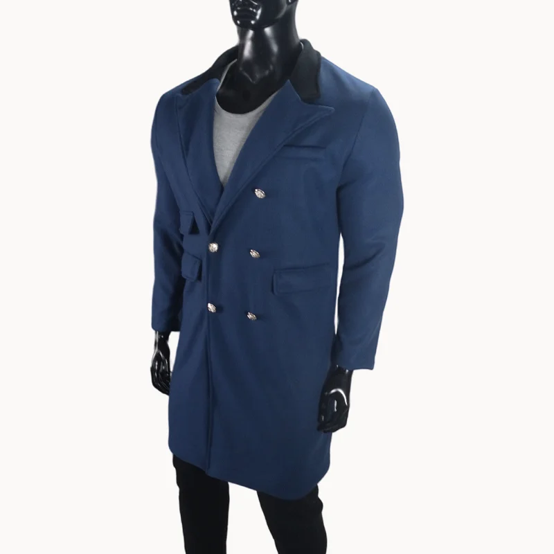 Coat Winter Men's Jackets Warm with Lining Men's Coat  X-Long Double Breasted Trench Multi-Pockets Male Clothing Eu Size M-XXL