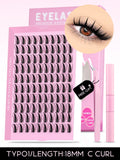Kit de cílios postiços GROINNEYA faça você mesmo, cílios de manga de 10 a 18 mm, bandeja mista, conjuntos de cílios individuais, kit com cílios postiços faça você mesmo
