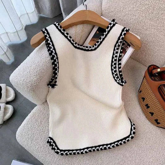 Summer Camis Tops Women's Korean Fashion Luxury Designer Short Vest Flower Embroidered Sleeveless Top Women Girls Clothes
