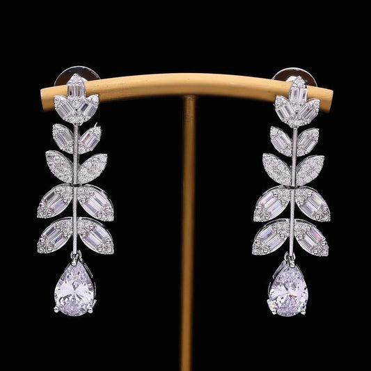 2023 Hot selling cubic zirconia zircon women's pendant earrings, platinum crystal wedding earrings, bride jewelry gifts