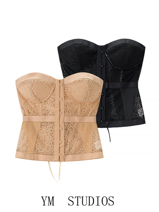 Women's Slim Fit Bandage Vest Top European Style Polyester Fabric Fishbone Strapless Outerwear Short Length Single Button