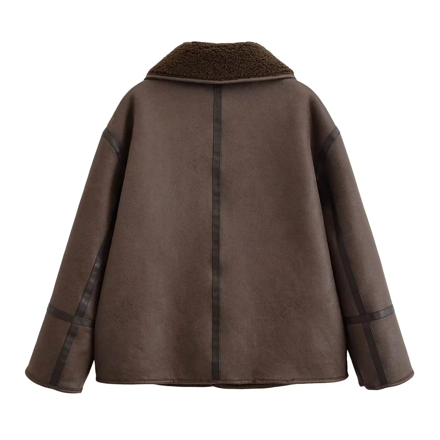 Double-Sided Wear Lamb Fur Jacket Women's Autumn Winter Loose Warm Outerwear Fake Leather Coat Standard Style Long Sleeve