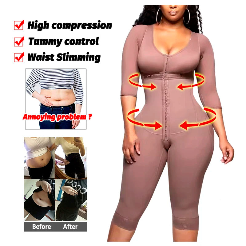 Cintas Colombianas de Corpo Inteiro Modeladoras de Alta Compressão Pós-Operatório Pós-Parto Lipo Braço Afinador Cintura Redutora Modeladora