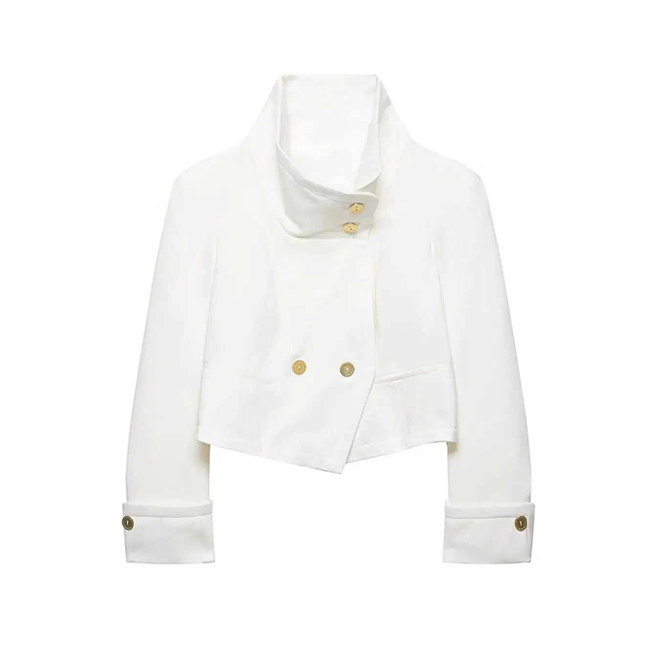 Spring New Women Stand Collar Street Jacket Casual Long Sleeve Button Solid Color Jacket Simple Style Commuter Clothing Female