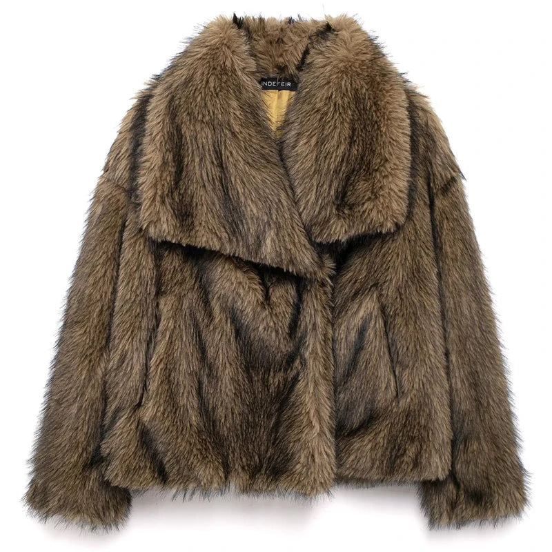 HXAO White Faux Fur Coat 2024 Woman New in coats Autumn Winter Fur Plush Fluffy Jacket Warm Red Gray Black Outerwears