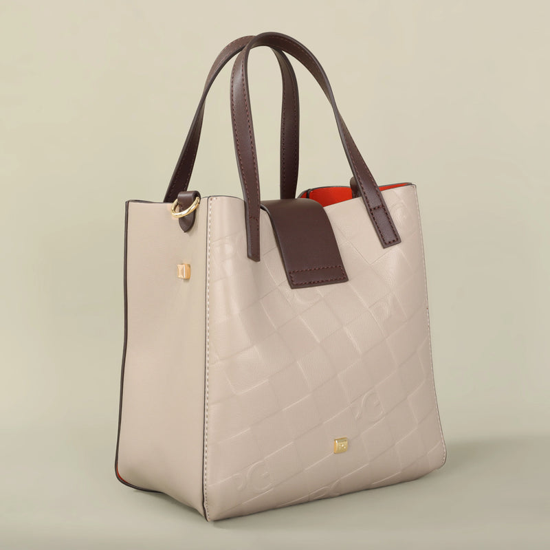 PG Bolsa Feminina Tote Nova Bolsa de Compras de Presente em Aço com Relevo e Pão de Mão