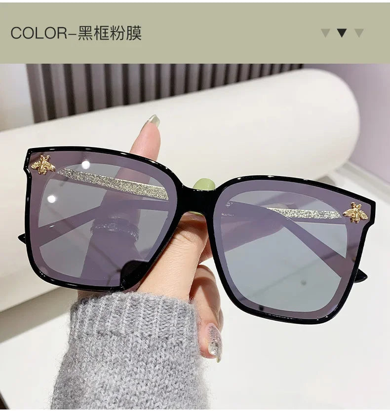 2024 New Small Square Sunglasses Women Men Luxury Brand Bee Sun Glasses Ladies Special Eyewear UV400 Girls Oculos De Sol Gafas