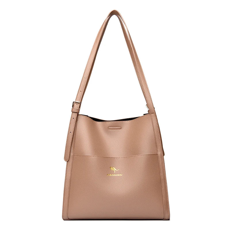 Bolsa de ombro feminina de couro de luxo, bolsa tiracolo fashion com axilas, bolsa carteiro para compras, bolsa grande de capacidade