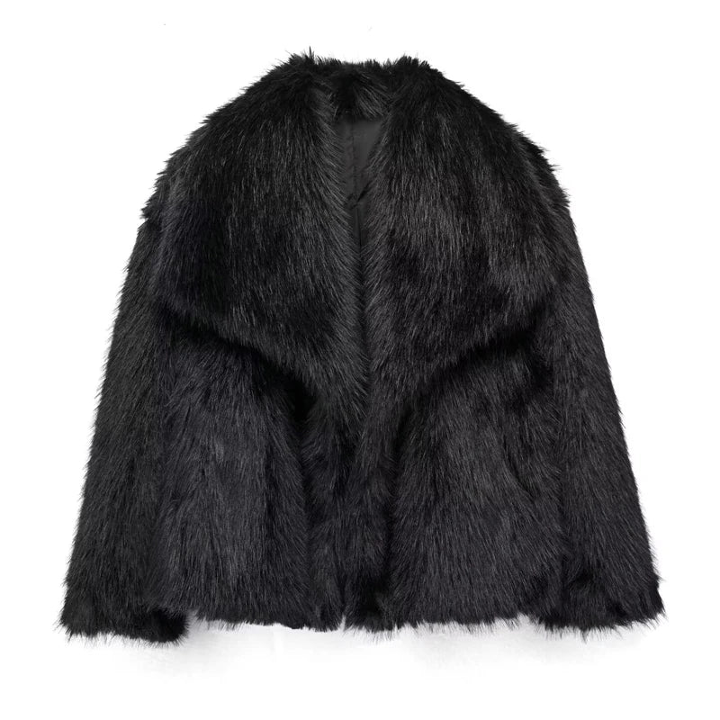 HXAO White Faux Fur Coat 2024 Woman New in coats Autumn Winter Fur Plush Fluffy Jacket Warm Red Gray Black Outerwears