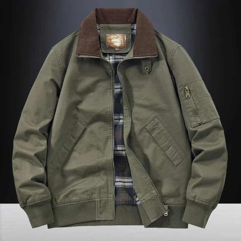 LIBIELIY   TRAF 2025 Spring And Autumn Men's Wash Jacket Comfortable Multi-Pocket Cotton Stand Collar Cargo Jacket Men's