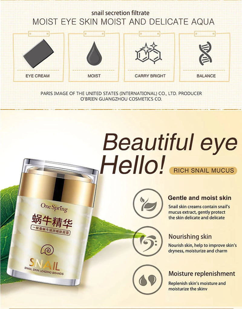 Creme de colágeno para cuidados com a pele, creme de caracol, antienvelhecimento, clareador de pele, creme facial, remove olheiras, remove bolsas, soro para os olhos