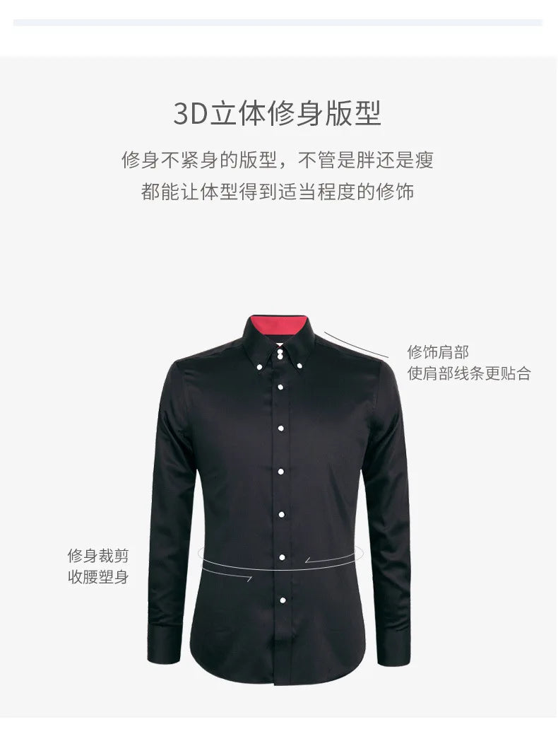 Men's Stretchy Long Sleeve Shirt Crystal Buttons Business Casual Slim Fit Dress Shirts for Men Trendy Traf Homme TS-928