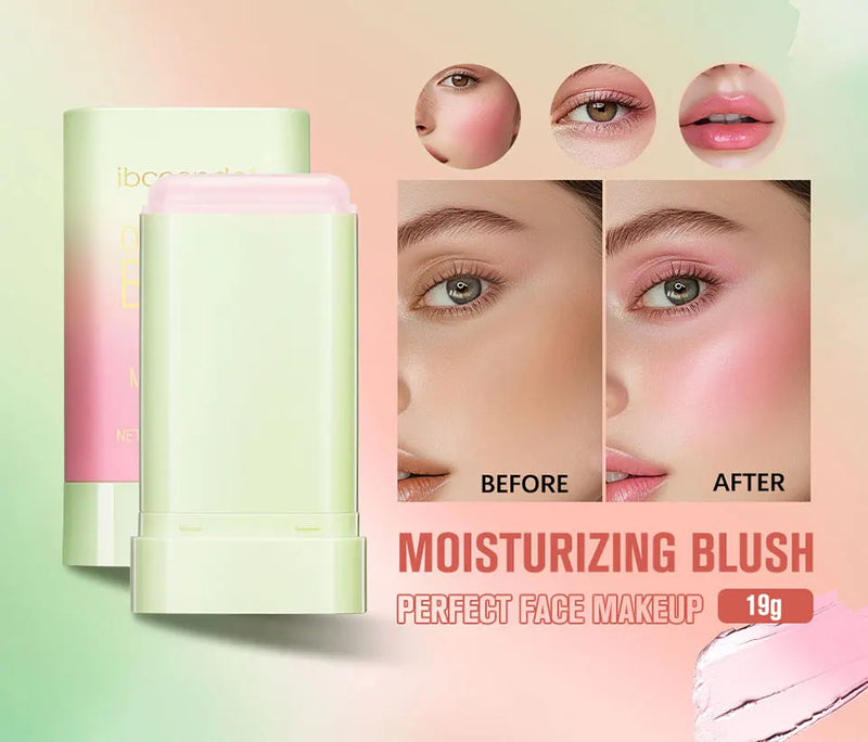 Paleta de blush 3 em 1 com mudança de temperatura para lábios e bochechas, bastão de blush com mudança de temperatura para produtos de maquiagem, paleta de cosméticos em bastão para rosto