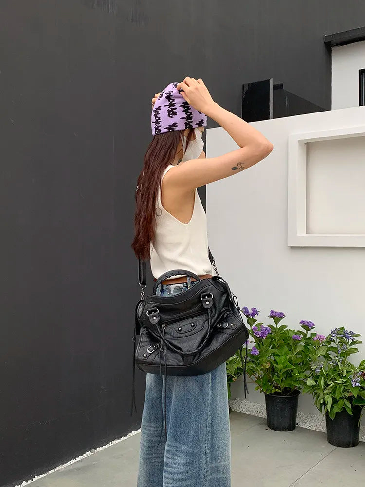 City Motorcycle Shoulder Bag Tote Bag for Women Luxury Designer 2026 Autumn and Winter handbag crossbody Large Capacity