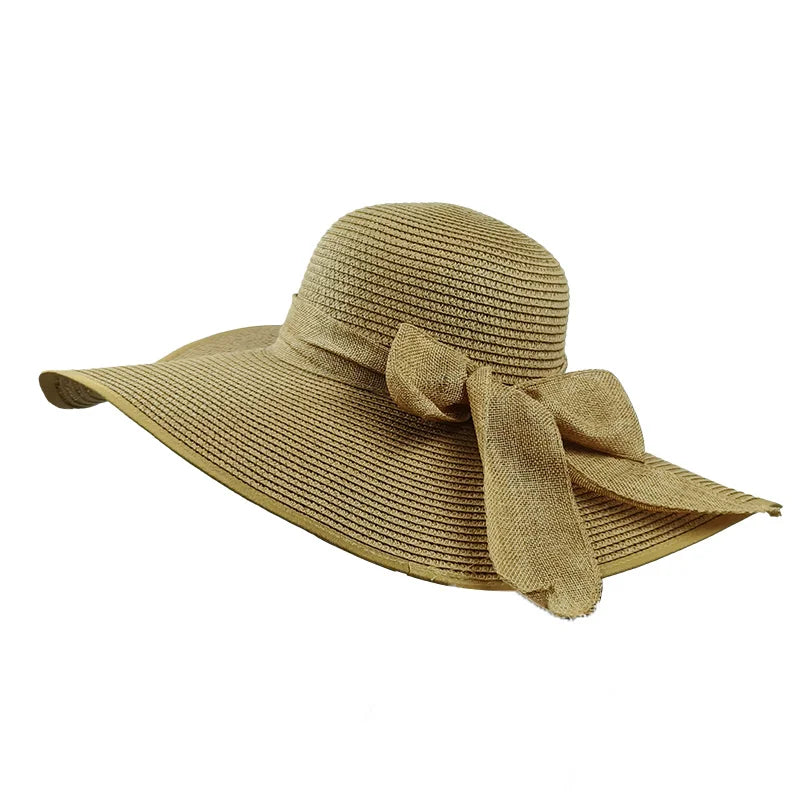 wide brim Straw Fedora Hat for Women Wholesale straw hat visor vacation beach hat sun hat summer French retro topper - CRAVO ROSE