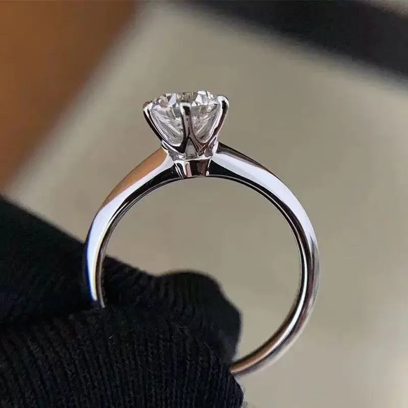 Anel solitário Real 925 Prata esterlina 1ct Moissanite cz Aliança de casamento Anéis de noivado para mulheres Declaração de noivado Jóias de festa