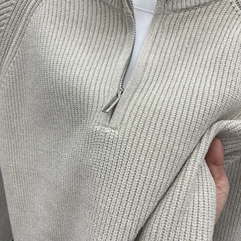 Men's Sweater Half Zipper Winter Thick Korean Edition Casual Loose Stand Up Collar Undercover