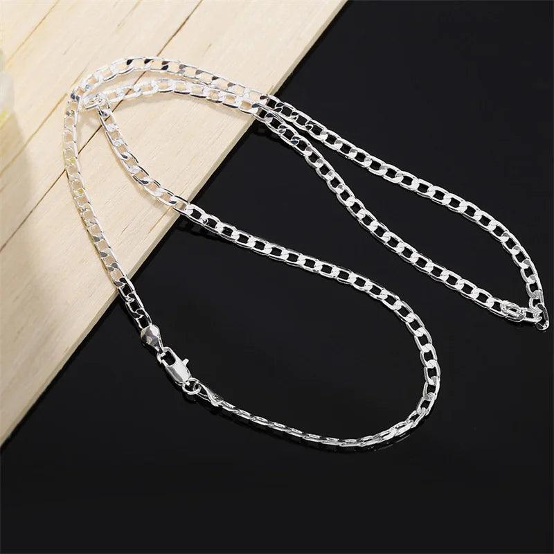 Men's 925 Sterling Silver Necklace 2/4/6/8/10/12MM 40-75cm Face Chain Necklace Lobster Clasp Men And Women Engagement Jewelry - CRAVO ROSE