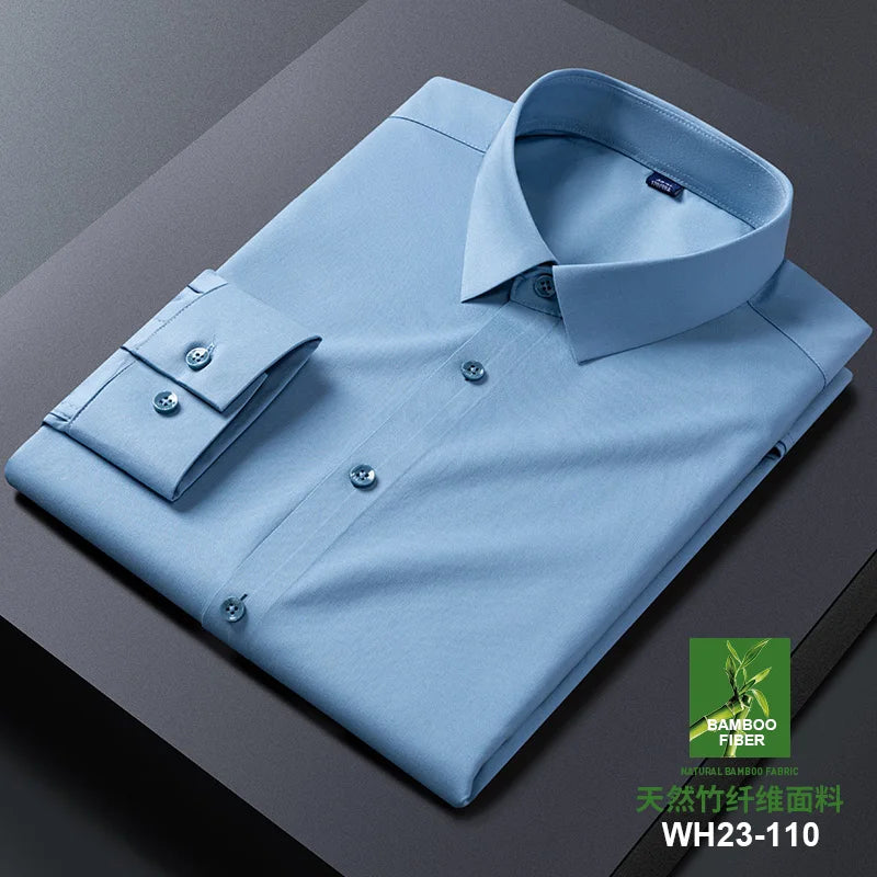 New Quality Anti-Wrinkle Men Shirt Long Sleeves Dress Shirts For Men Slim Fit Camisa Social Business White Office Shirt M-5XL