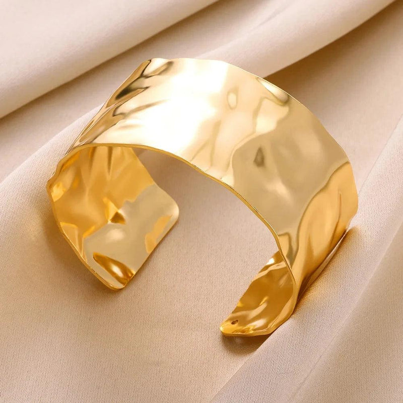 Exquisite Classic Bump Pattern Openning Bangles Bracelet For Women Cuff Bracelet Gold Color Stainless Steel Hand Ornament Gift - CRAVO ROSE