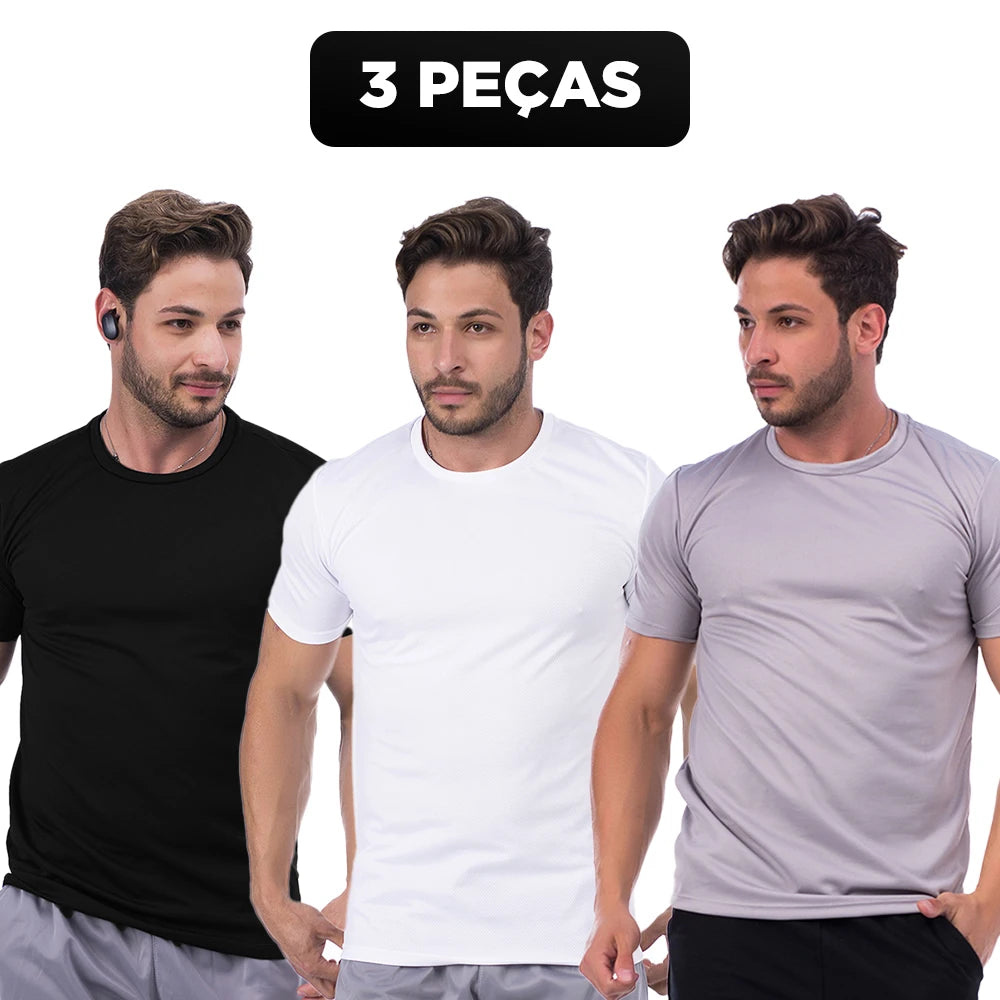 Kit 3 Camisetas Dry Fit Academia Masculina