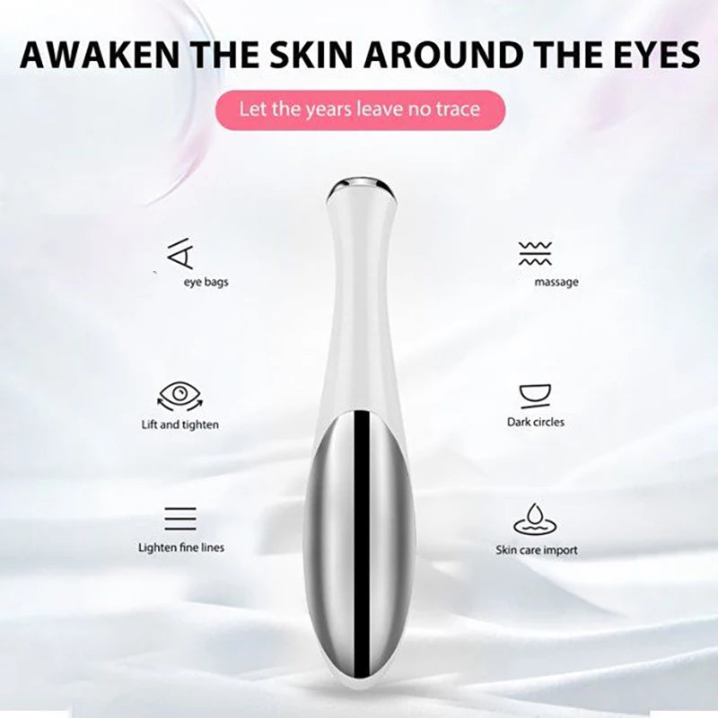 Caneta elétrica para massagem ocular, pequena e portátil, para cuidados com os olhos e beleza, com bateria seca, leve e portátil