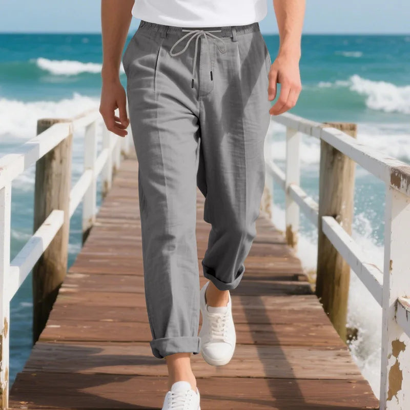 Men's Loose Casual Loose Straight Linen Naples Gurg Breathable Pants Men Clothing Trousers Traf Homme Pantalones Sweatpants