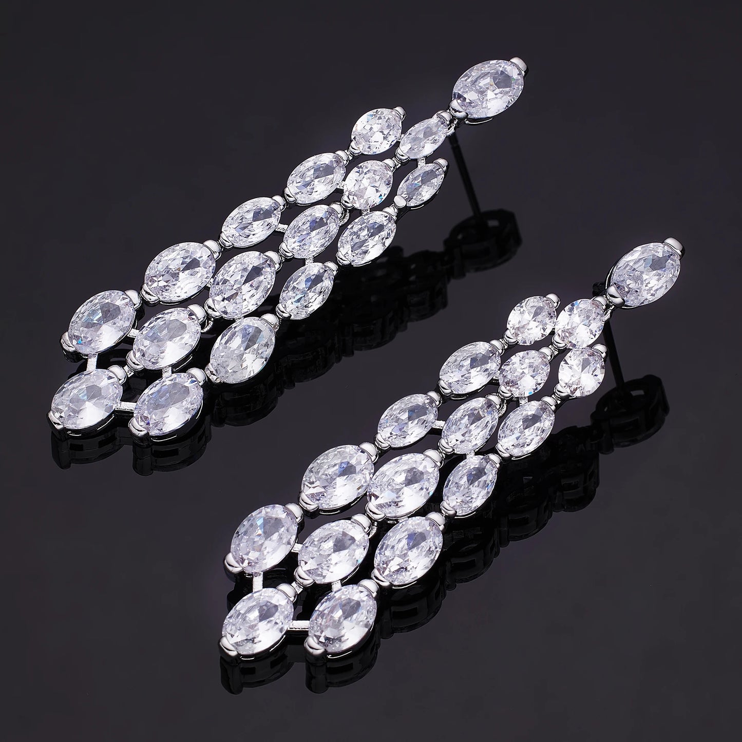 2023 Popular Luxury Droplet Cubic Zirconia Pendant Earrings for Women's Fashion Wedding Jewelry Gifts