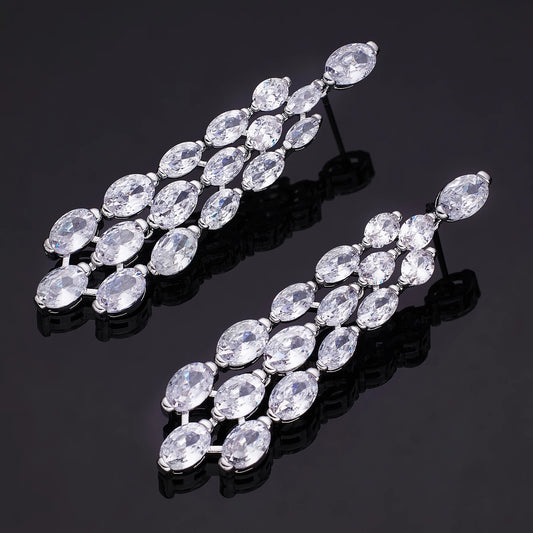 2023 Popular Luxury Droplet Cubic Zirconia Pendant Earrings for Women's Fashion Wedding Jewelry Gifts