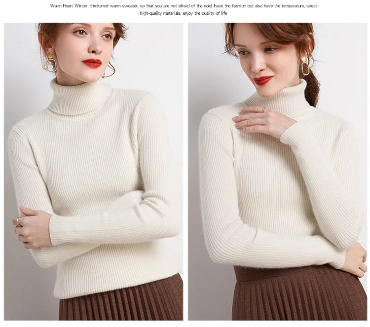 Heliar Women Fall Turtleneck Sweater Knitted Soft Pullovers Cashmere Jumpers Basic Soft Sweaters For Women 2026 Autumn Winter