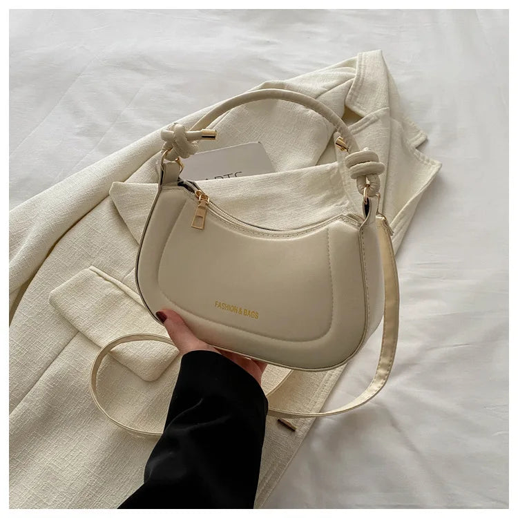 Bolsa de Luxo Francesa para Mulheres – Cor Sólida, Textura Sofisticada e Versátil (Modelo de Ombro)