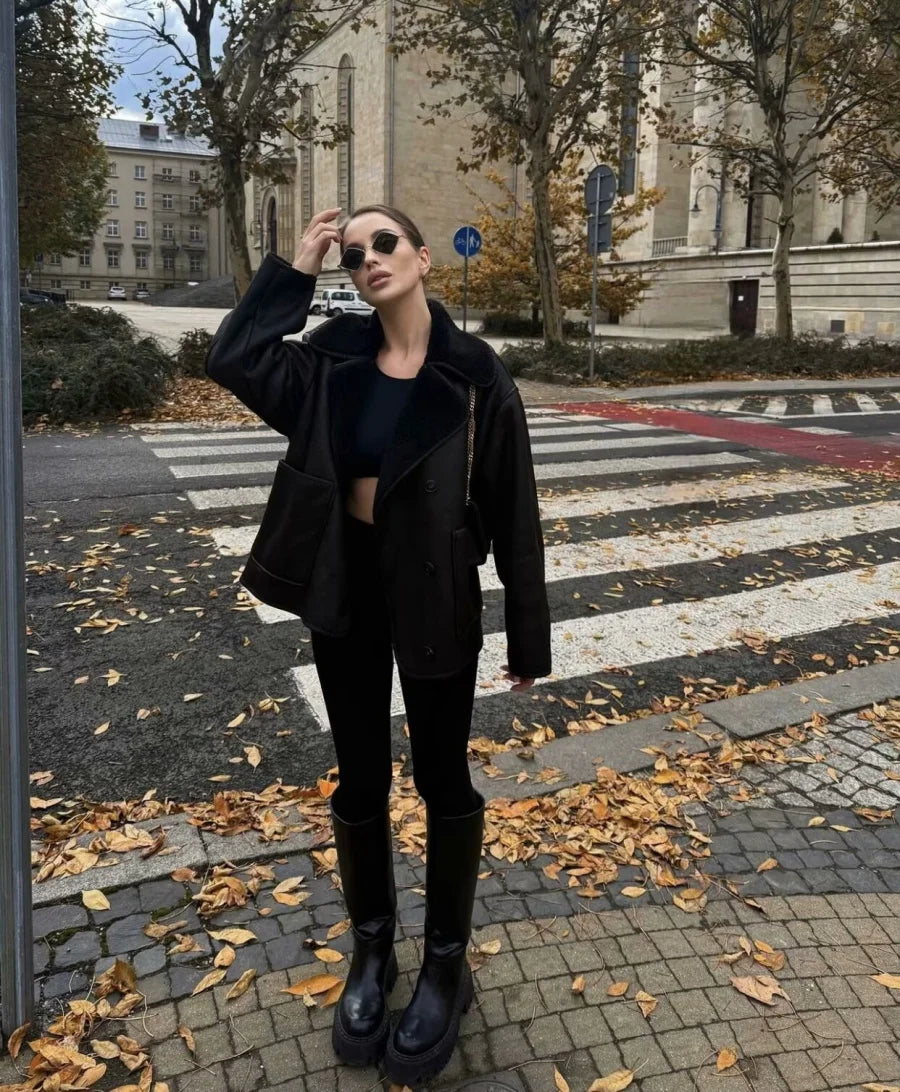 ETJ 2025 Fall/Winter New Arrival Women's ZW Series Double-Sided Collar Oversized Long-Sleeve Jacket Warm Coat 3548246