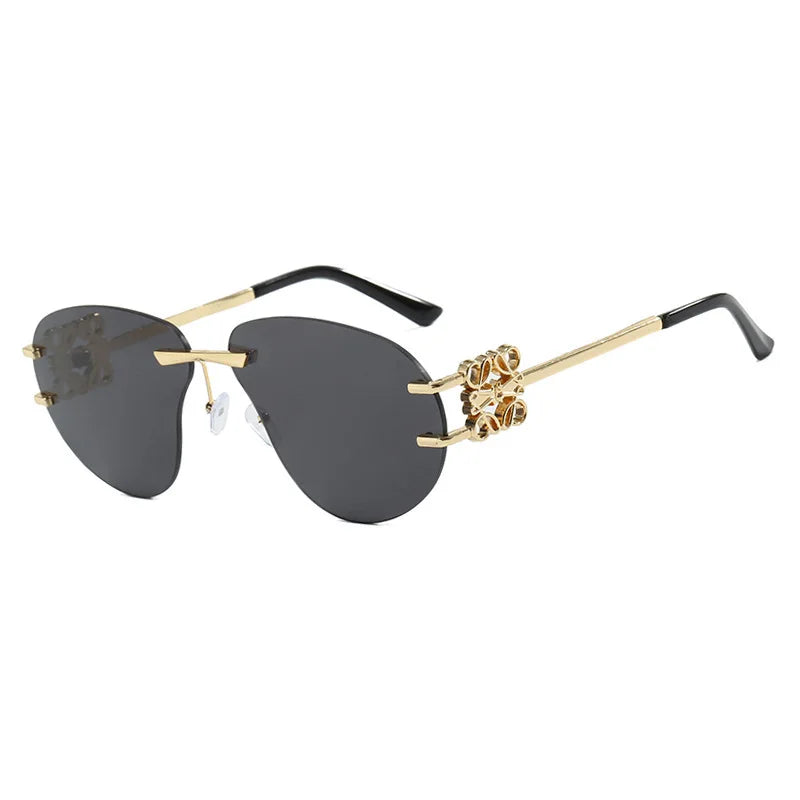 Special-shaped Oversized Rimless Sunglasses Women Brand Designer Shades Eyewear Pilot Sun Glasses Female UV400 Oculos De Sol