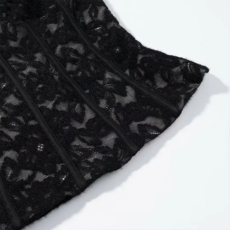 TFAFXY 2026 Sexy Chic Black Lace Party Tops Strapless vest Short Evening Club Corset Tops Fashion Y2K Girl Streetwear Tops
