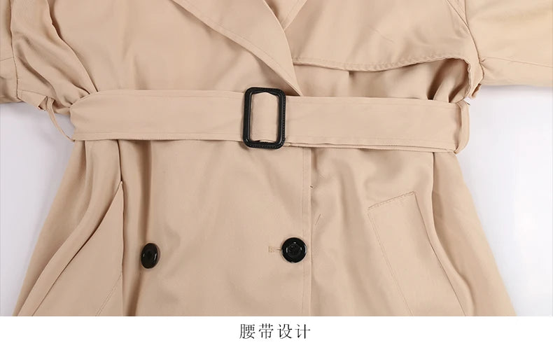 Nerazzurri Autumn Extra Long Oversized Khaki Flowy Soft Trench Coat for Women Back Slit Double Breasted Loose Casual Overcoat