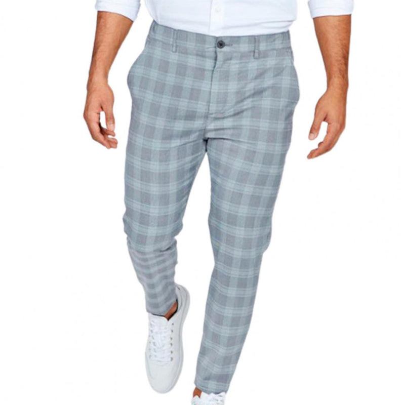 Checkered Pattern Fashion Men Trousers Plaid Loose Autumn Winter Vintage Men's Pants Business Casual Straight Leg Slim Pants