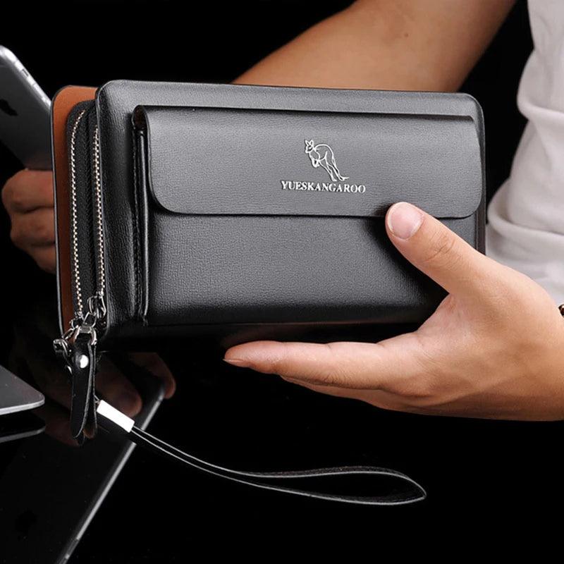 Men'S Clutch Bag PU Leather Zipper Wallet Passcard Fashion Luxury Handbag Square Holder Phone Pouch Hand Porter Bag Clutch Male - CRAVO ROSE