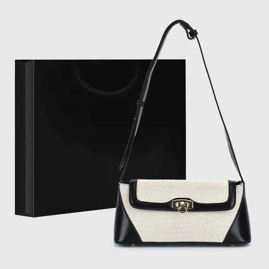 Nichedesign Color Block French Bread Underarm Women's Shoulder Bag New 2025 High-End Feel French Light Luxury Crossbody Bag