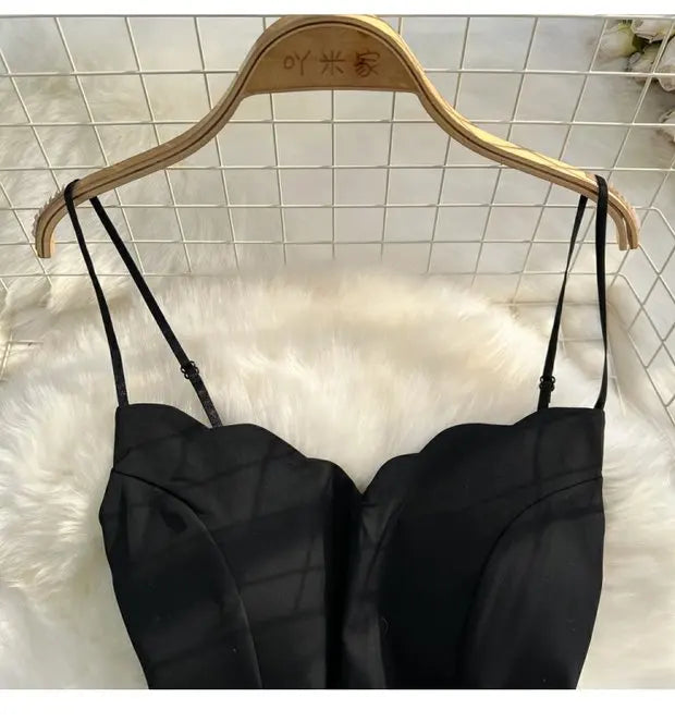 Elegant V-Neck Strap Dress Casual High Waist Slimming One-Piece Wide Leg Pants Long Loose Fitting Women's Online Exclusive