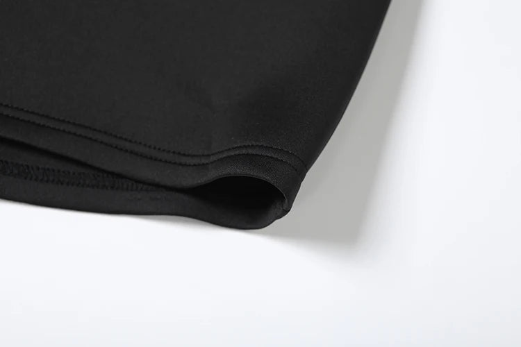 Nibber Simple Two Pieces Crop Tops Women Turtleneck Zipper Shoulder Pads Tops+o-Neck Long-Sleeve Glove t-Shirts Sexy Streetwear
