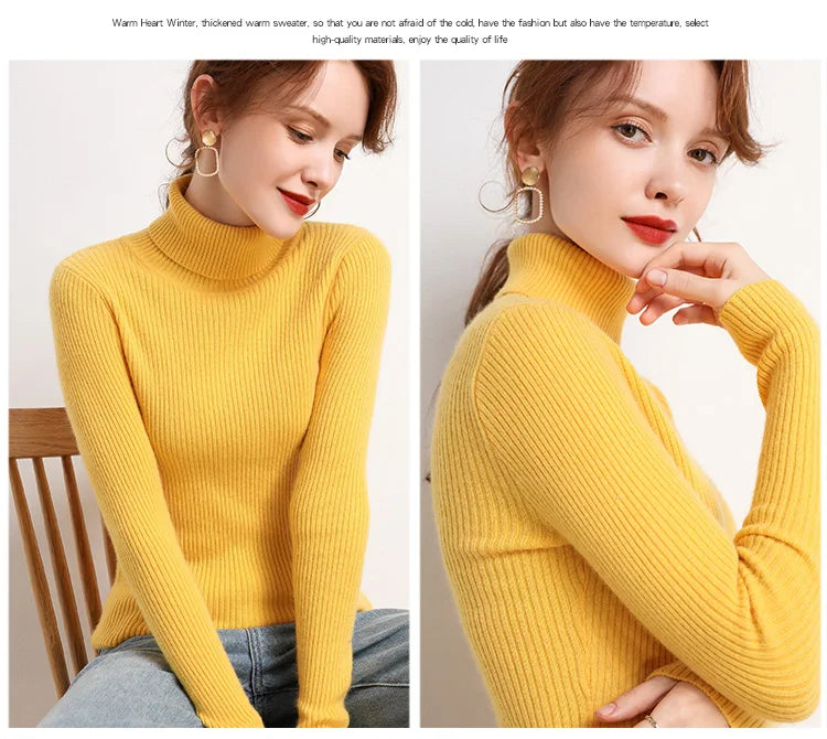 Heliar Women Fall Turtleneck Sweater Knitted Soft Pullovers Cashmere Jumpers Basic Soft Sweaters For Women 2026 Autumn Winter