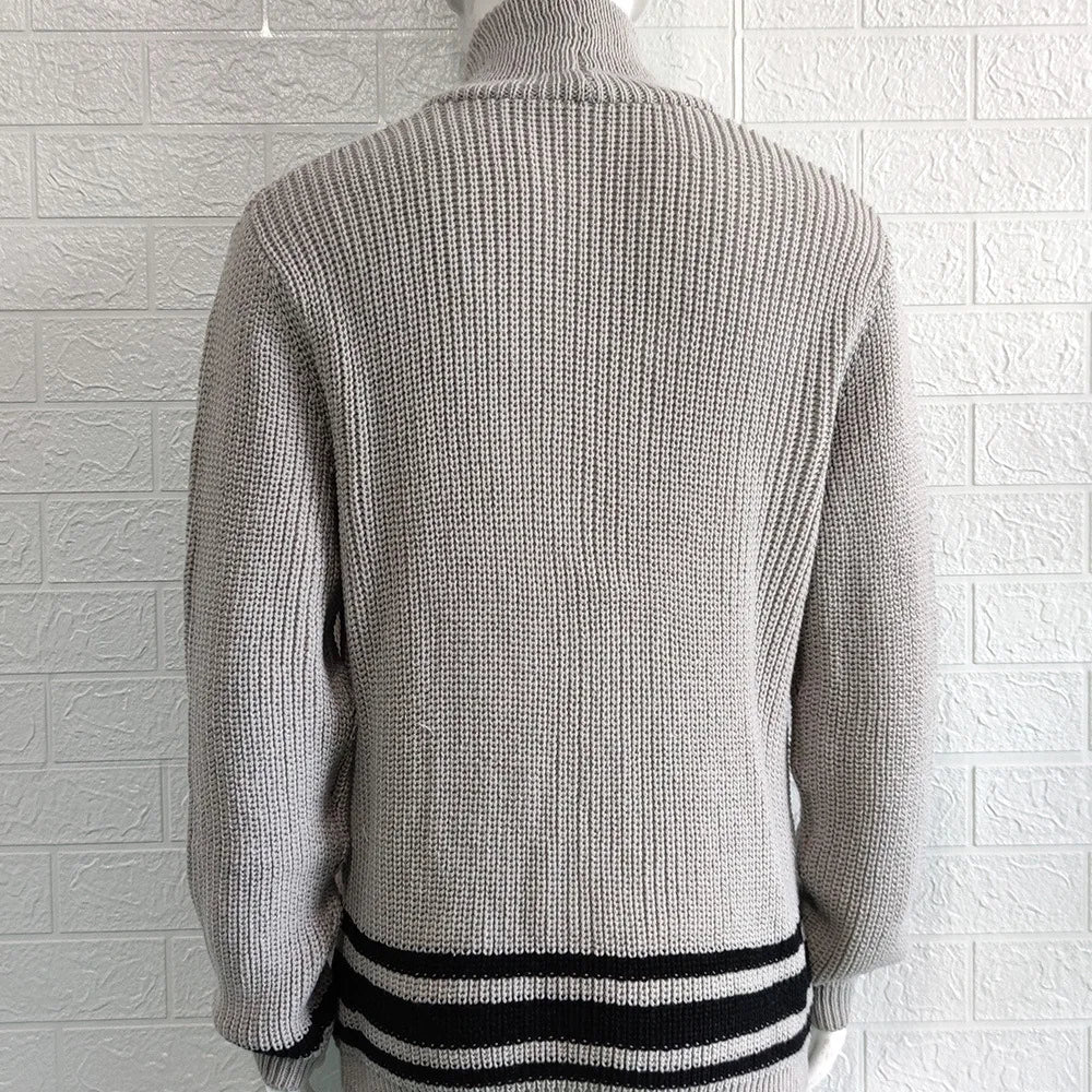 2026 Autumn Winter Men Knitted Sweaters Warm Coats Men's Streetwear Single Breasted Top Cardigan Yellow Red Solid Sweater Male