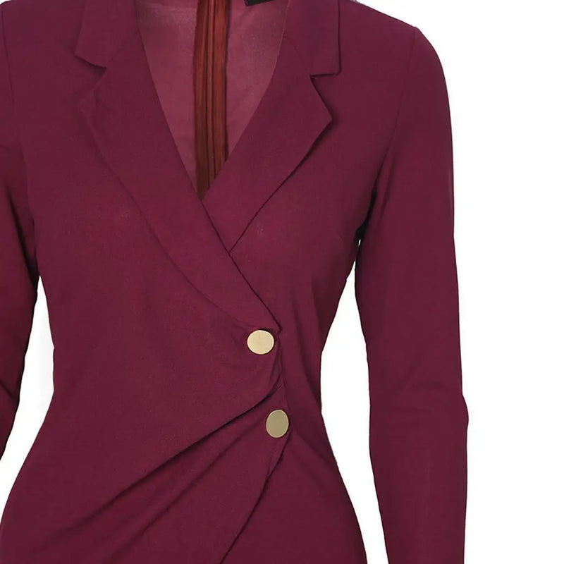 Vestido Midi Escritório Senhora Manga Longa Vestidos Finos Elegantes Bodycon Trabalho Negócios Lápis Sólido Vestidos