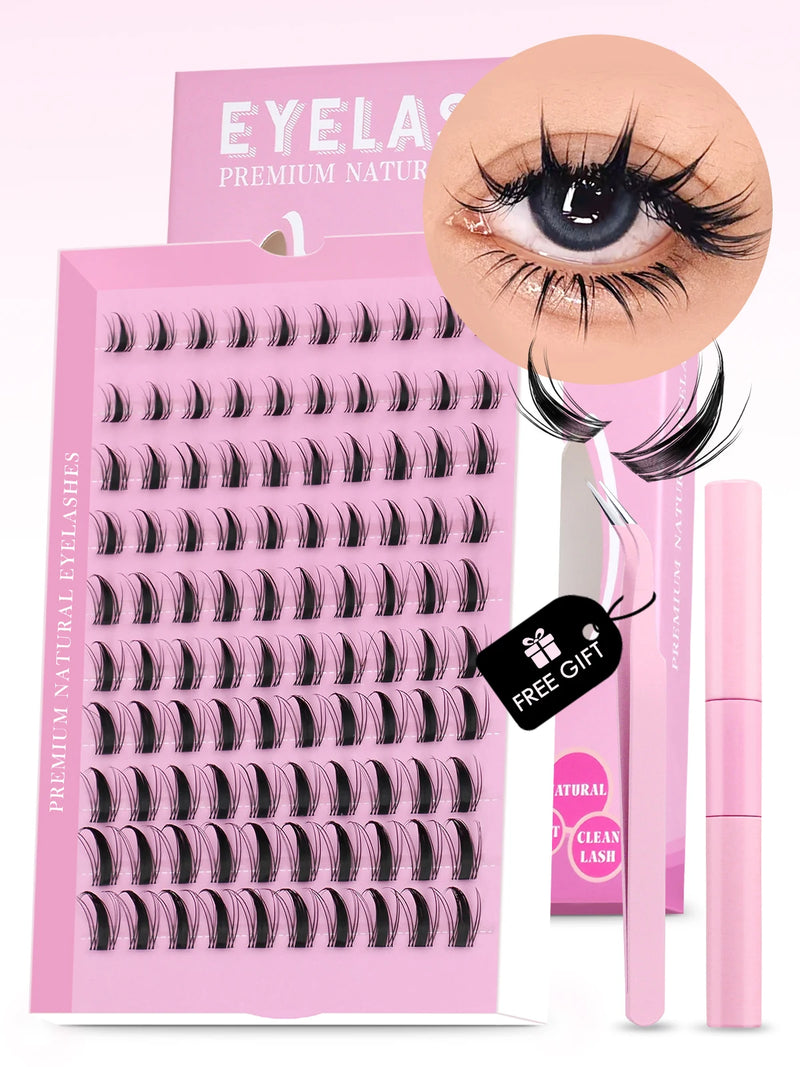 Kit de cílios postiços GROINNEYA faça você mesmo, cílios de manga de 10 a 18 mm, bandeja mista, conjuntos de cílios individuais, kit com cílios postiços faça você mesmo