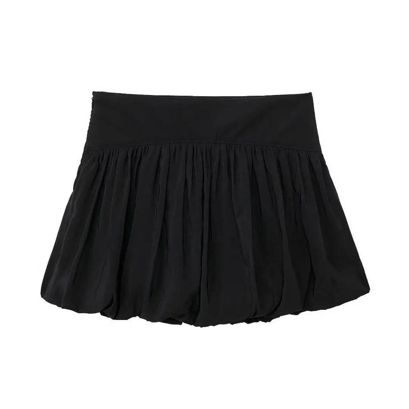 TRAF Women Pleated Bubble Mini Skirt Y2k Ruffle Hem Elastic Waist Puffy Short Skirt Girls Cute Balloon Skirt - CRAVO ROSE