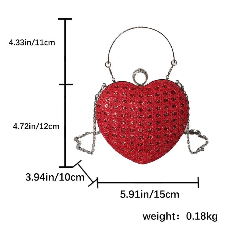 A heart-shaped shiny shoulder bag, bright colors, rich and gorgeous appearance - CRAVO ROSE